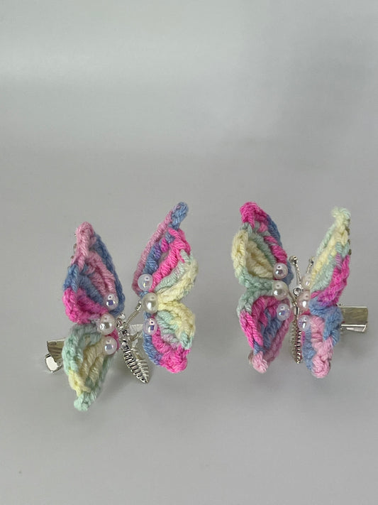 Butterfly Rainbow Hair Clip Pair